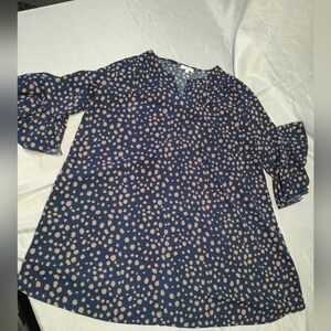 Umgee Navy Dress with Tan Spots Size S